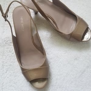 Nine West nude slingback platforms size 7.5